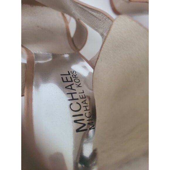 Michael Kors CARLA Taupe Leather Platform Heels Size 7.5 M Womens Shoes - Picture 12 of 12